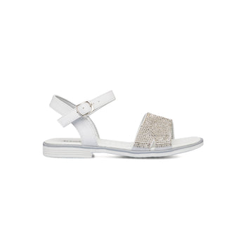 Sandali bianchi da bambina con strass 10 Baci, Scarpe Bambini, SKU k285000383, Immagine 0